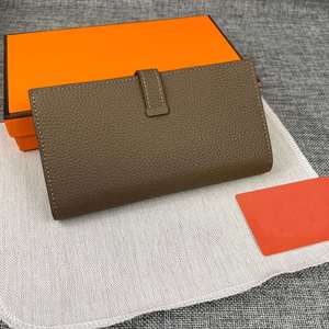 Cartera de Cuero Genuino para Hombre, Diseño Geométrico con Botones, Multifuncional, con Ranuras para Tarjetas y Efectivo, Estilo Casual con Colores Contrastantes - Product Image 2