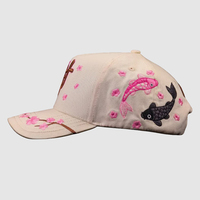 Gorra de Lujo con Diseño de Flor de Cerezo, Bordado 3D con Caracteres Chinos, Forro de Satén y Gamuza, Logotipo Personalizado, Gorras Tenzakura Heaven