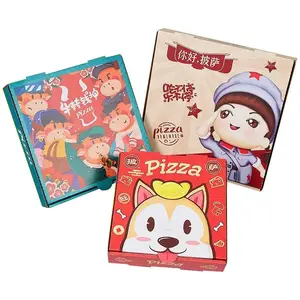 China Leverancier Custom Biologisch Afbreekbare Pizza Verpakking 8 9 10 12 Inch Gegolfd Goedkope Vierkante Pizza Doos Voor Voedsel Gebruik