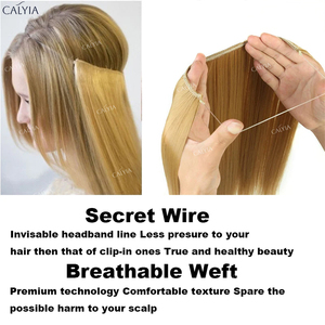CALYIA 24 pulgadas alambre Invisible sin Clips en extensión de cabello línea de pescado secreto pieza de cabello extensión de cabello rizado recto para mujeres - Product Image 4