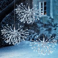Guirlande lumineuse de Noël à suspendre, étanche, LED, motif pissenlit, feu d'artifice, étoile, planète, branche dorée