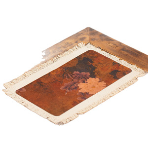 Tapete de té de brocado de lino y algodón con borde de borlas, 30x45cm, lavable, aislante del calor, para ceremonia del té - Product Image 5
