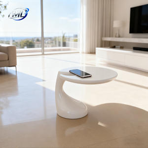 Petite table basse en fibre de verre durable, design moderne minimaliste pour salon, chambre à coucher, chevet, baie vitrée, balcon, maison créative - Product Image 4