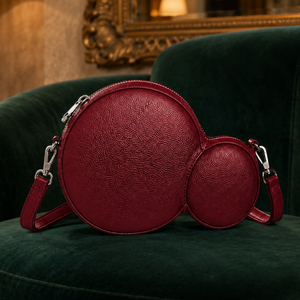Custom OEM ODM Women Round Crossbody Bags 2 in 1 PU Leather Luxury Shoulder Bag Fashion Circle Handbag with <b>Mini</b> Coin Pouch - Product Image 5