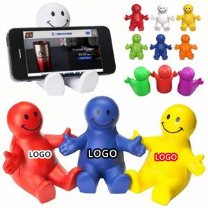 3.5\" Squeezable Smile Face Guy Phone Holder for Promotional & Business Gifts - Product Image 2