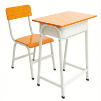 Ensemble de bureau et chaise de classe moderne avec tiroir de rangement sous le bureau, structure en métal, plateau en MDF, mobilier scolaire pour le lycée