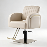 Chaise de barbier hydraulique de haute qualité avec accents dorés, chaise de coiffure confortable, mobilier moderne pour salon de coiffure
