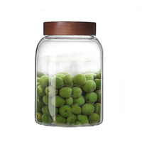 JM 1 gallon bocal en verre couvercle hermétique en bois grand paquet de 2 pour le stockage des aliments pour la farine Spaghetti pâtes Back School Essentials