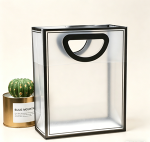 Bolsas <span class=keywords><strong>de</strong></span> Regalo <span class=keywords><strong>de</strong></span> Plástico OPP Transparente Esmerilado con Asa Troquelada, Bolsas <span class=keywords><strong>de</strong></span> Mano <span class=keywords><strong>Mate</strong></span> Transparentes para Fiestas y Empaques Minoristas - Product Image 5