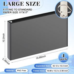 Classeurs à 3 anneaux inclinés robustes de 1 pouce, économiques, pour documents de 11 x 17 pouces, pour œuvres d'art, plans, bureau, maison, lieux de travail - Product Image 2