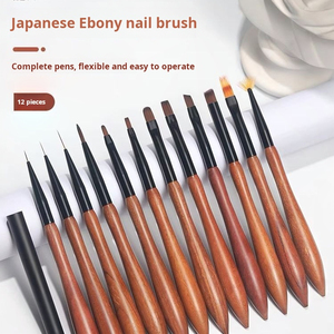 Stylo de dessin pour ongles à poignée en bois, poils en nylon, tête universelle pour salon de manucure, pinceau professionnel pour nail art - Product Image 2
