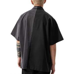 Custom Double <b>Pocket</b> <b>Shirts</b> for <b>Men</b> Zip up Collar <b>Shirt</b> Short Sleeve Two Tone Zipper <b>Shirt</b> - Product Image 3