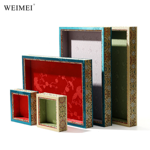 WEIMEI Wholesale Custom Logo Luxury Ethnic Style Brocade Nesting Stackable Square <b>Bangle</b> <b>Bracelet</b> Jewelry Display Organizer Tray - Product Image 4