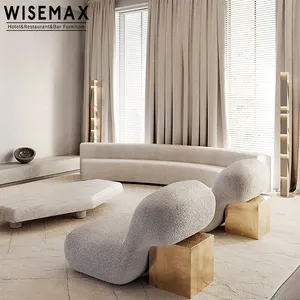 WISEMAX Tufted plush lamb wool stainless steel hotel lounge lazy recliner sofa leisure teddy chair home living room single sofa