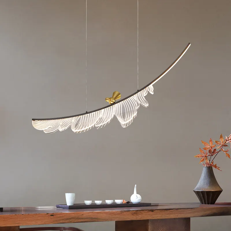 D7562 nordic art style chandelier feathery pendant light indoor arc chandelier for living room