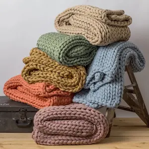 Sinyoo Bán Sỉ Sợi Ống Cotton Tái Chế GRS Có Thể Giặt Bằng Máy Chăn Dệt Chunky Trọng Lượng Thoáng Khí