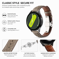 Bracelet de montre en cuir matelassé diamanté pour Samsung Galaxy Watch 4 5 6 7 18mm 20mm 22mm, boucle papillon pour femmes, usage quotidien au bureau