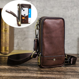 Bolso de Cuero 2 en 1 para Hombre, para Teléfono, con Correa Cruzada o para Cinturón, Compatible con Teléfonos de 6.9 Pulgadas, Organizador de Dinero y Pasaporte con Ranuras para Tarjetas SD y SIM, para Viajes y Actividades al Aire Libre - Product Image 1