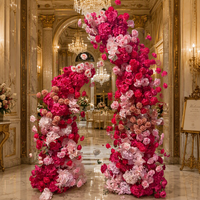 Arche florale artificielle MoKtong, nouveau style, vente directe usine, arche de fleurs en tissu rose vif pour toile de fond de mariage