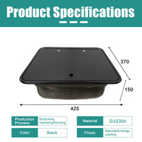 Fregadero para RV, Fregadero de Acero Inoxidable SUS304 Negro Nano Impermeable para Conversión de Furgonetas Sprinter Transit, Lavabo Marino para RV JDA