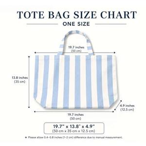 Summer Striped <b>Canvas</b> <b>Beach</b> Tote Bag with Custom Name Patch Reusable Large Capacity Travel Shopping Shoulder Bag for Women - Product Image 3