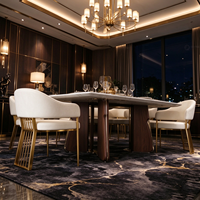 Nouvelle conception de table à manger complète, style glamour pour l'intérieur, 4, 6, 8, 12 places, mobilier d'hôtel italien, ensemble de salle à manger en marbre composite