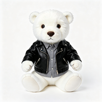 Peluche Ours Blanc Cool Style Motard, Douce et Moelleuse, Vêtu d'une Veste en Similicuir Noir