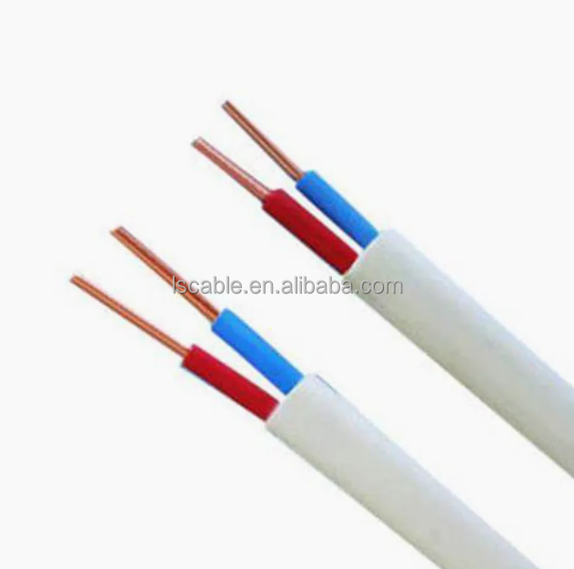 BV VB Household Solid Conductor Flat Shape Flexible 2 Cores PVC Insulated Power Cable for Building & Industrial Use