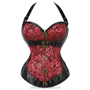 Corset mujer Gothic steampunk Bustier Nâu Punk áo nịt ngực người phụ nữ Shapewear cướp biển trang phục sexy ren lên TOP PU da áo nịt ngực