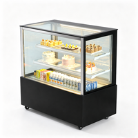 Vitrine réfrigérée pour gâteaux à angle droit de 1,5 m avec porte arrière, vitrine à gâteaux en verre trempé anti-buée pour boulangerie