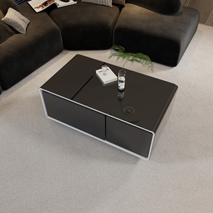 Nouvelle Table Basse Réfrigérée Intelligente 2026 en Verre Trempé Noir avec Rangement pour Boissons - Product Image 3