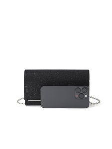 Sac de soirée de luxe carré Bell pour femme, pochette minimaliste scintillante avec barre en acier, sac à main brillant pour fête - Product Image 4