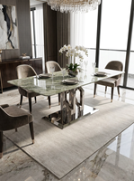 Table à manger rectangulaire moderne en marbre vert naturel pour la maison et l'hôtellerie, mobilier de salon d'appartement personnalisable