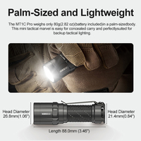 Lampe torche tactique LED mini portable rechargeable USB-C haute luminosité 1000 lumens, étanche IP68, faisceau de 360 m, en aluminium aéronautique