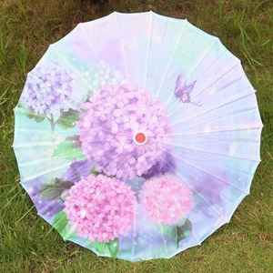 Parapluie décoratif DIY 1 pièce en tissu de soie pour femme, motif fleurs de cerisier japonaises, danse ancienne, parapluie chinois en papier huilé - Product Image 3