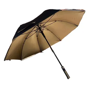 X103 190T PG protection UV revêtement doré Werbung Werbe schirm vent dichter kunden spezifischer Golfs parapluie automatique