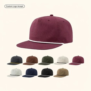 Casquette de bateau personnalisée en toile de coton biologique, 5 panneaux, non structurée, avec <span class=keywords><strong>corde</strong></span>, visière plate, pour homme, été, fabricant, faible MOQ, BSCI, DDP - Product Image 1