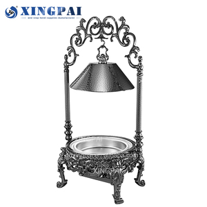 Xingpai จานอุ่นอาหารสแตนเลสสีดำดีไซน์หรู, ชุดบุฟเฟต์อาหารสำหรับจัดเลี้ยงอาหาร - Product Image 5