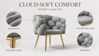 Chaise de manucure et de maquillage en métal de luxe abordable ; Tabouret de coiffeuse avec dossier et accoudoirs ; Tabouret moderne et minimaliste