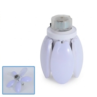 Ventilateur pliable à moteur DC avec lampe LED E27, télécommande, 5 pales en ABS, faible bruit, intensité variable 3500K/6500K pour chambre et supermarché