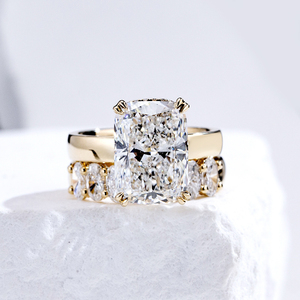 Anillo de Lujo con Diamante Sintético Cultivado en Laboratorio, Corte Cojín, Oro Sólido de 14K, Certificado IGI, para Mujer, Modelo MSR-2051 - Product Image 1