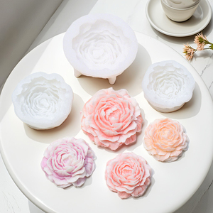 Moldes de silicona para velas de flores, molde de silicona para Fondant, molde de vela de peonía 3D - Product Image 4