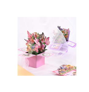 การ์ดอวย<span class=keywords><strong>พ</strong></span>รที่เขียนด้วยลายมือกล่อง3D วันเกิดรูปผีเสื้อดอกไม้3D ใหม่ - Product Image 4