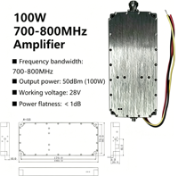 Amplificador de Potencia RF de 100W 700-800MHz, Amplificador GAN de 50dBm 100W 700MHz 0.7GHz 0.8GHz, Planezumbre de Potencia <1dB, Módulo Inalámbrico PA de 100W