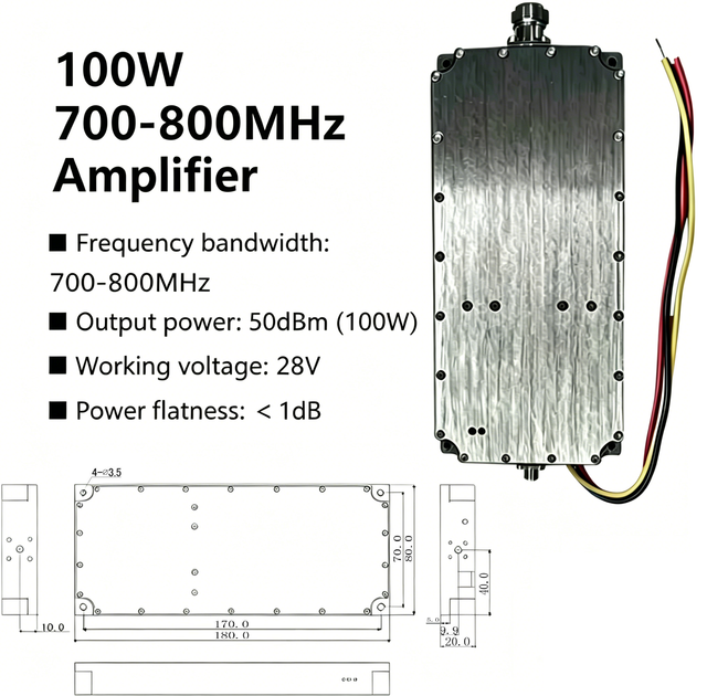 100W 700-800MHz RF Power Amplifiers GAN Amplifier 50dBm 100W 700MHz 0.7GHz 0.8GHz Power Flatness <1dB 100W PA Wireless Module