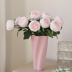 Rosas de Seda Artificiales Blancas, Rosas Claro, Rosas Champán Hechas a Mano con Tacto Humectante, Decoración Moderna para Bodas y Hogar - Product Image 2