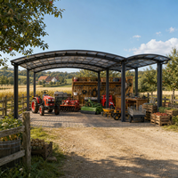 Abri pour machines agricoles en aluminium, abri pour tracteur, toit en polycarbonate |   Abri pour machines agricoles pour le stockage d'équipements de ferme et de verger