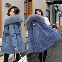Nouvelle Parka Parker en Coton avec Doublure, Manteau d'Hiver Mi-Long Capuche à Col Fourrure et Taille Ajustable pour Femme