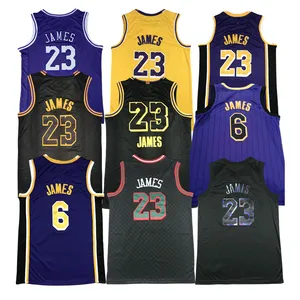 Camisetas de baloncesto personalizadas para hombre, ropa de malla de secado rápido, James 6 23 Bryant 24 Davis 3, de todos Los equipos, color amarillo y púrpura, 2023