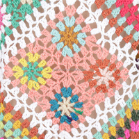 Haut de plage en crochet fait main JR Custom, style vintage, color block, col rond, manches longues, respirant, ajouré, avec cordon de serrage
